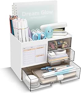 QIYVLOS Desk Organizer with 3 Drawers