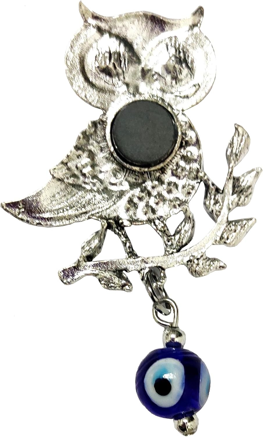Purpledip Metal Fridge Magnet Owl: Evil Eye Design with Glittering Stones (12759B)