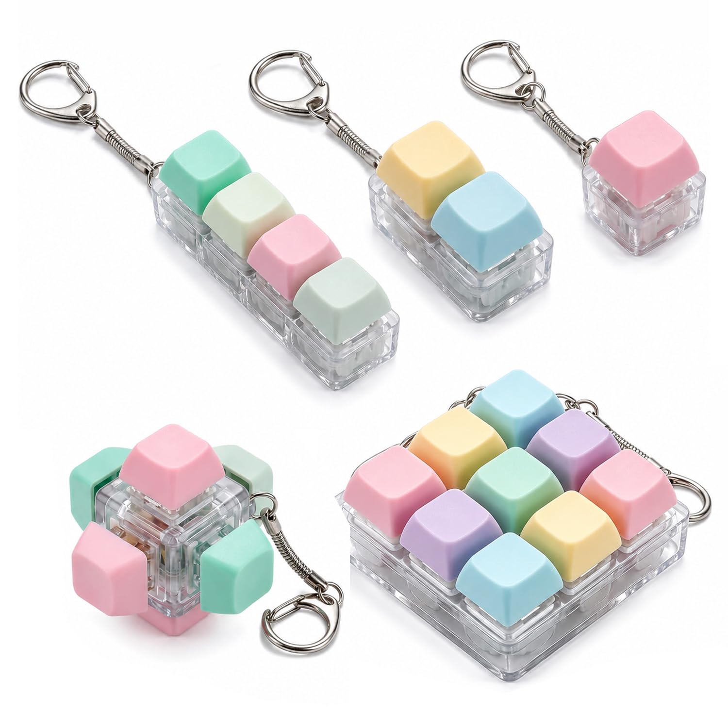 5PCS Fidget Keyboard, Keyboard Fidget with Keyring for Stress Relief, Portable Fidget Keyboard Clicker for Adults Home School Office