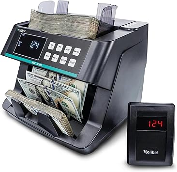 KOLIBRI Money Counter Machine I LCD Display I Business Grade I Advanced UV/MG/IR/DD/HLF Detection I Single Denomination USD I 1,200 Notes/Min I I KBC3000