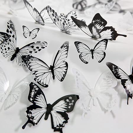 Qyeaber 36 PCS 3D Crystal Butterfly Wall Stickers - Removable Decals For Kids Bedroom & Home Decor