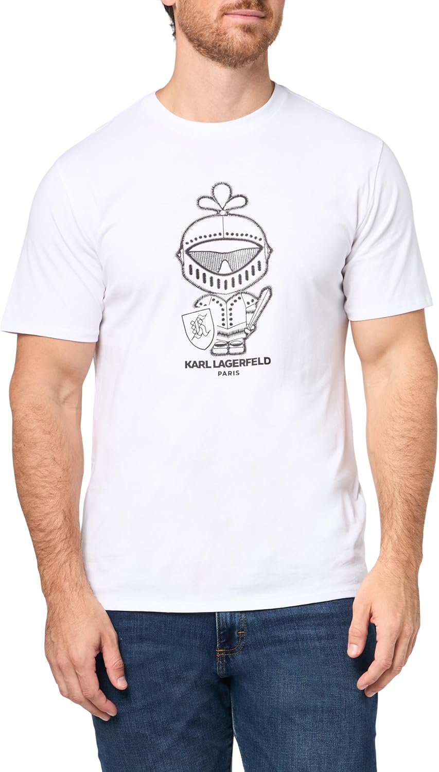 KARL LAGERFELD Men's Pullover Short Sleeve Flocking T-Shirt