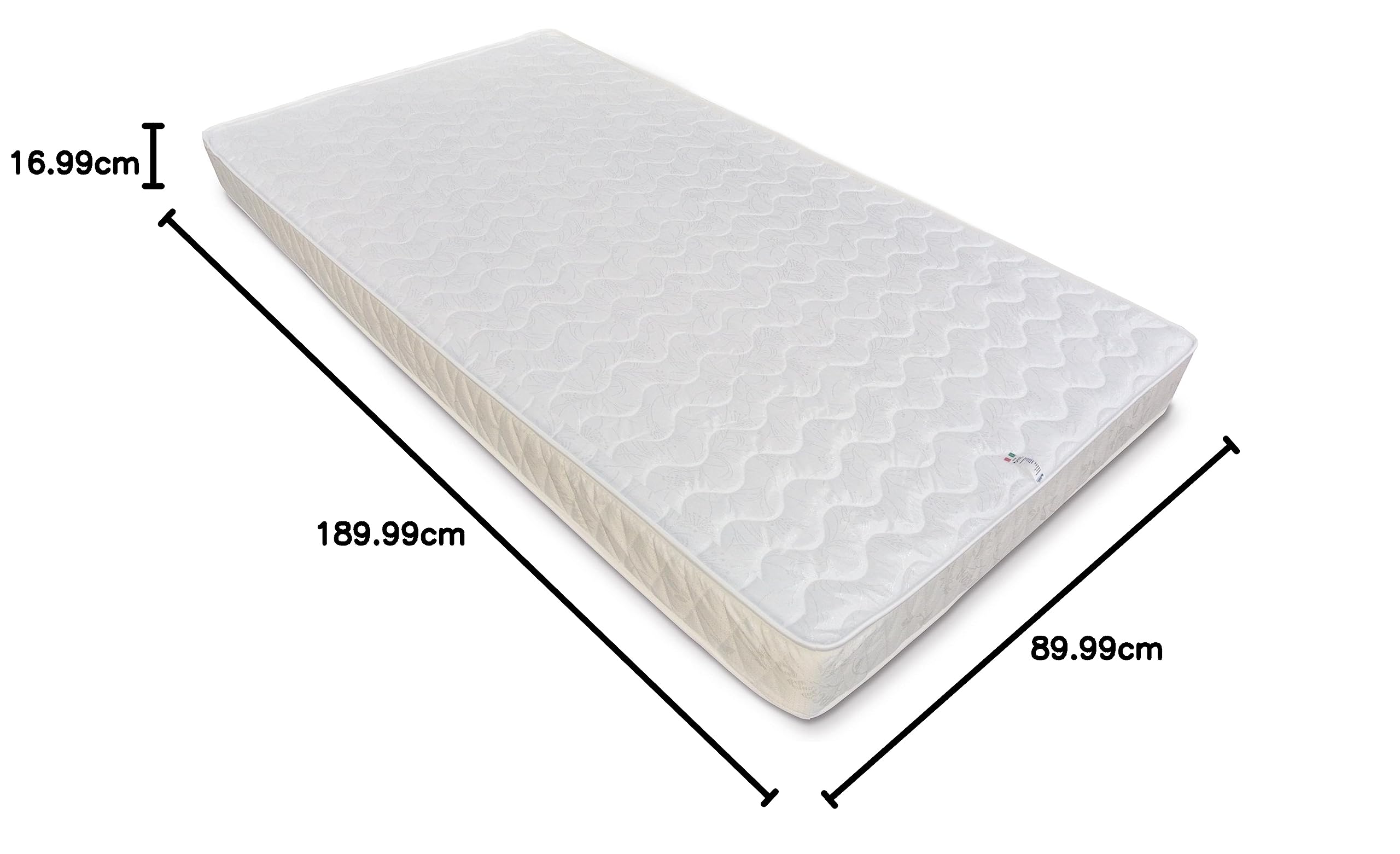 Baldiflex pojedynczy materac z pianki z pamięcią 3 FT – zwinięty ortopedyczny średni mocny materac (90 x 190 cm)