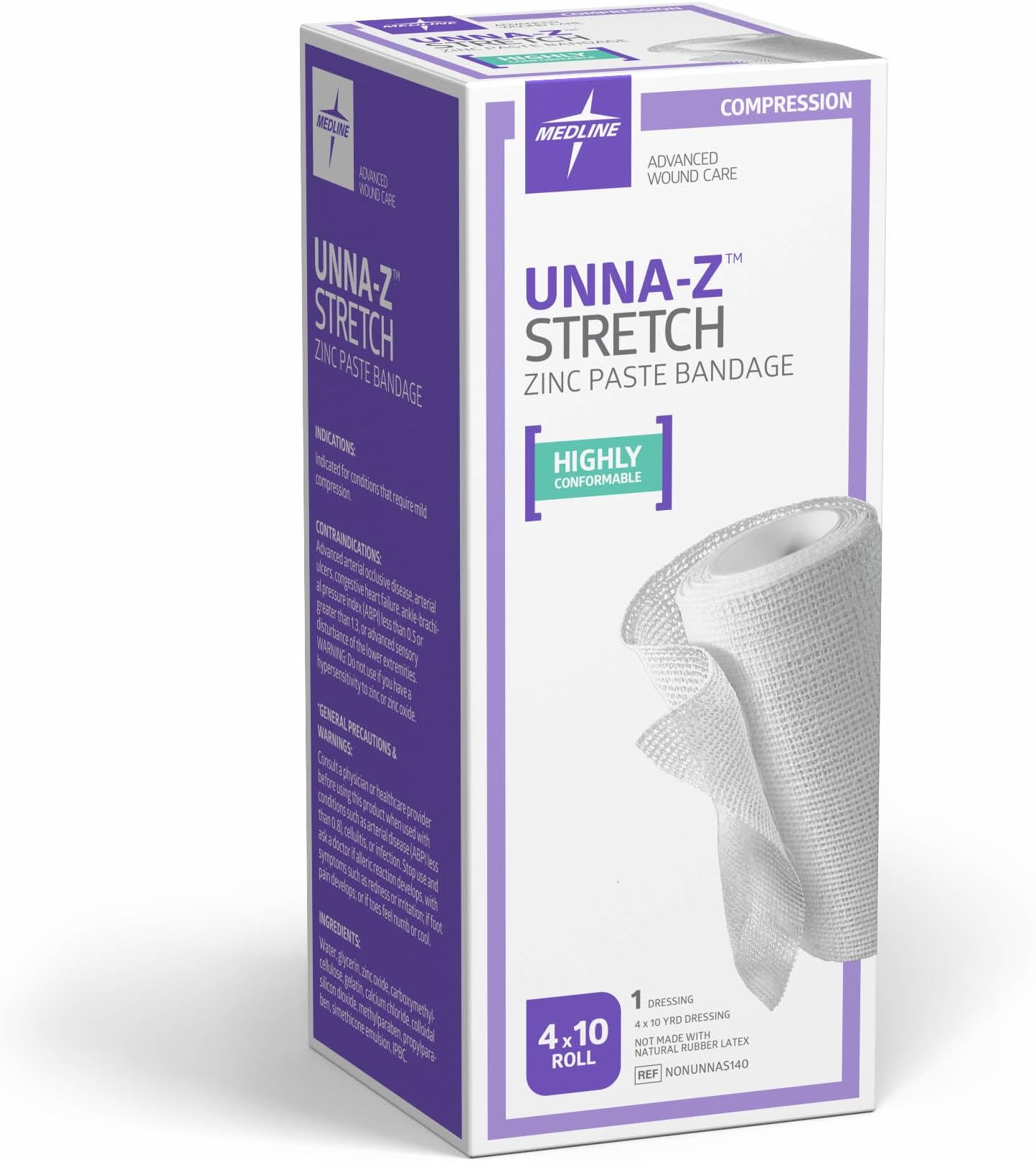 Unna-Z Stretch Elastic Zinc Oxide Bandage, 4X10YD (1 Count)