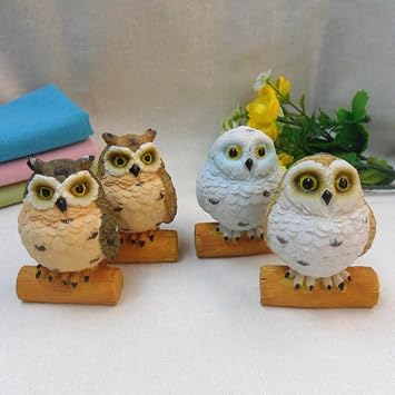 4pcs Resin Mini Owls Small Ornament Miniature Figurines Fairy Garden Accessories Micro Landscape Garden Plugin Moss Succulent Flower Plant Pot Bonsai Craft Decor