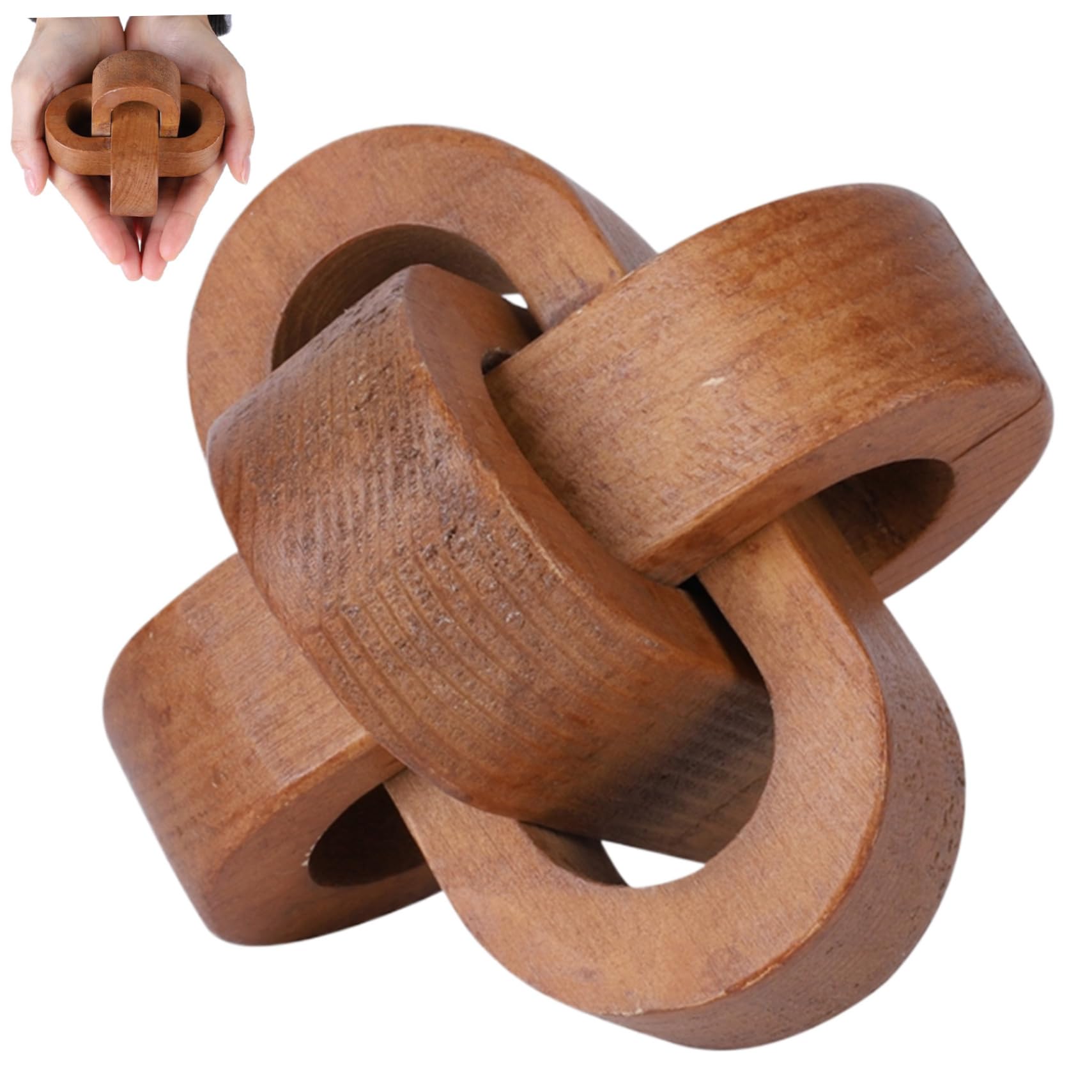 CNAFGBGG Wood Knot Decor 3.7 Inch 3-Link Modern Boho Wood Chain Link Decor Decorative Chain Knot for Coffee Table Entryway Living Room Bedroom Farmhouse Shelf Walnut Color..