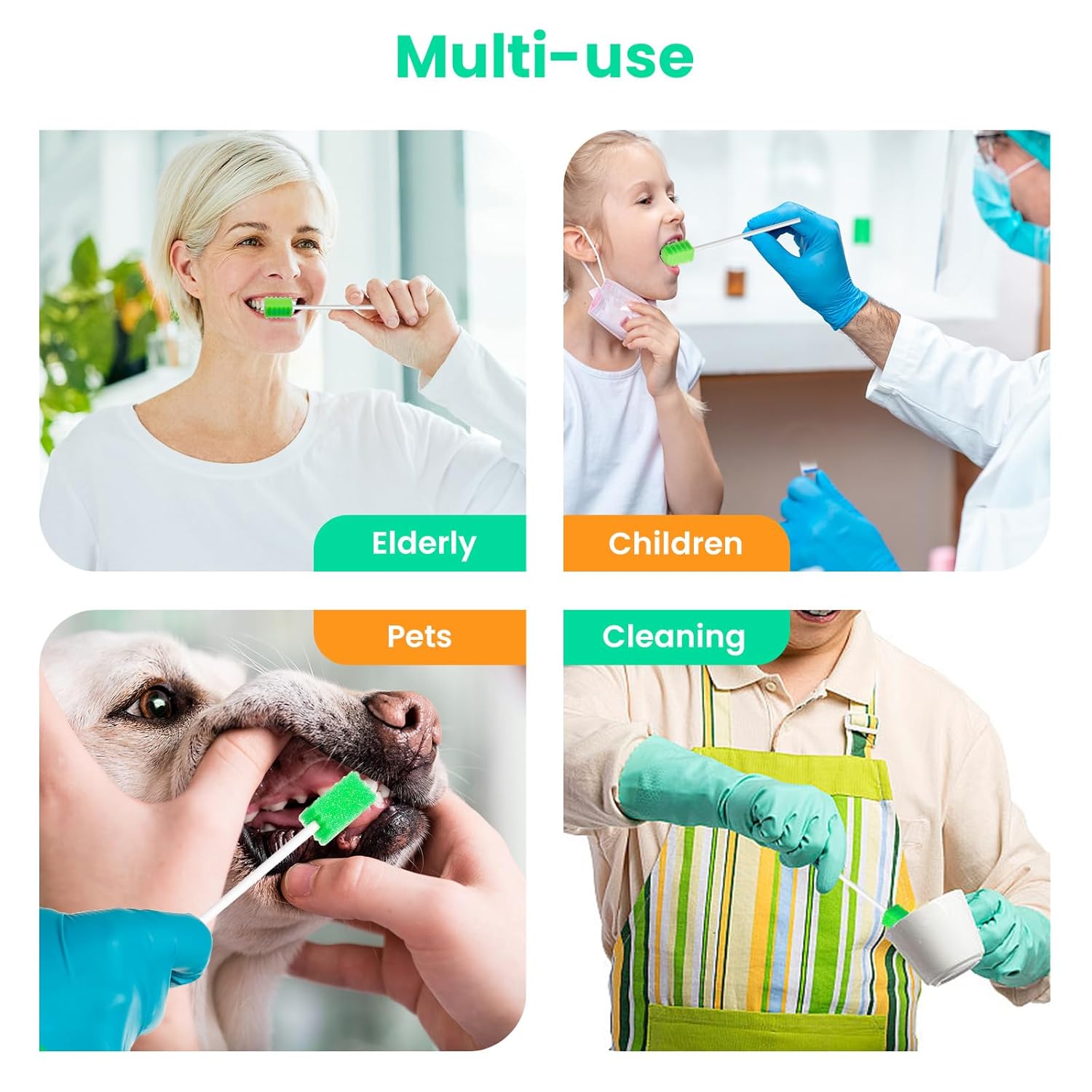 Disposable Oral Care Swabs Individually Wrapped - Longer Handle (400 Counts)