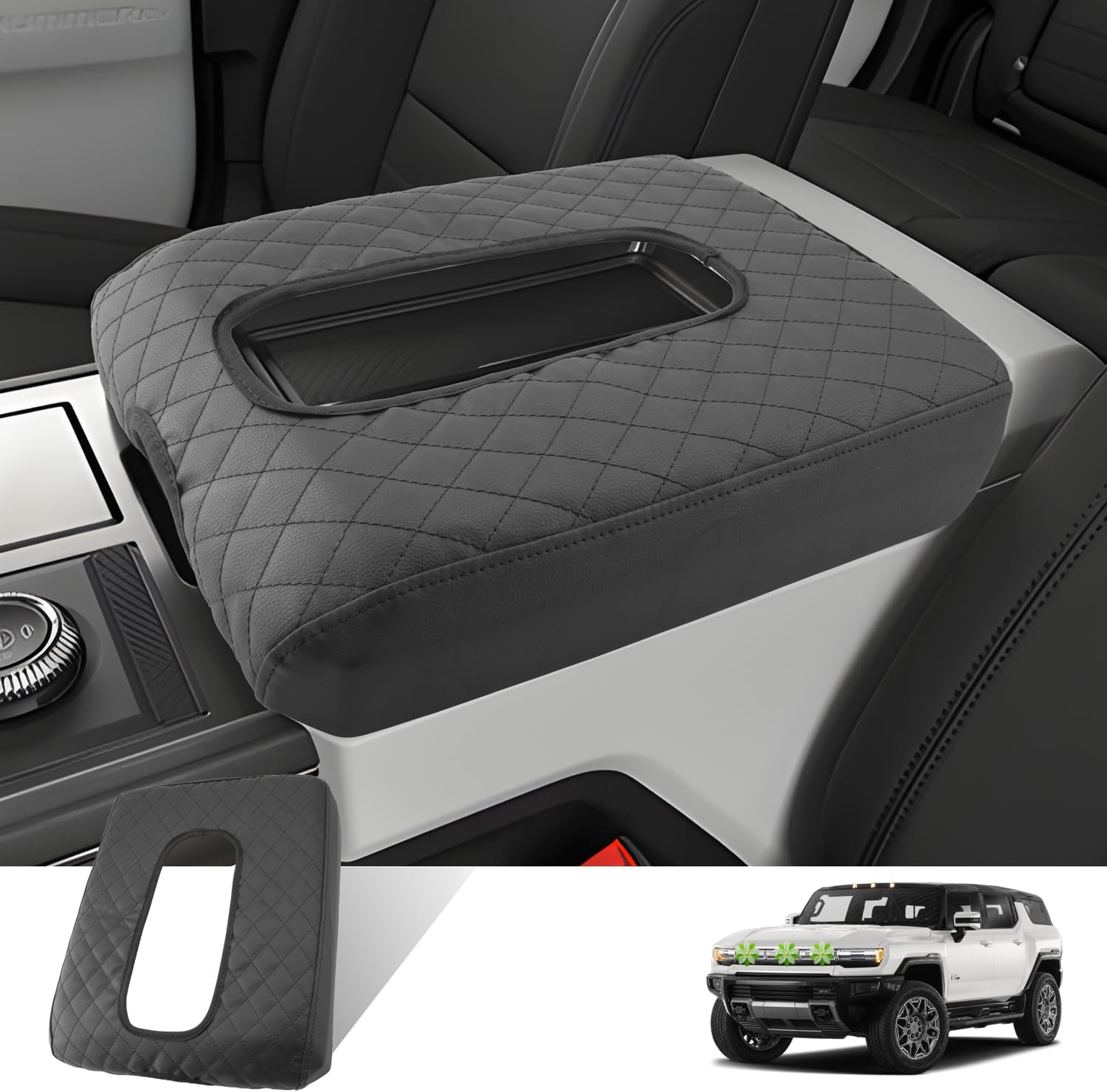 Hummer EV Armrest Cover,for Hummer EV Accessories Center Console Cover Soft Comfy Thicken Armrest Lid Cover Compatible with 2022 2023 2024 2025 2026 Hummer EV Pickup/SUV