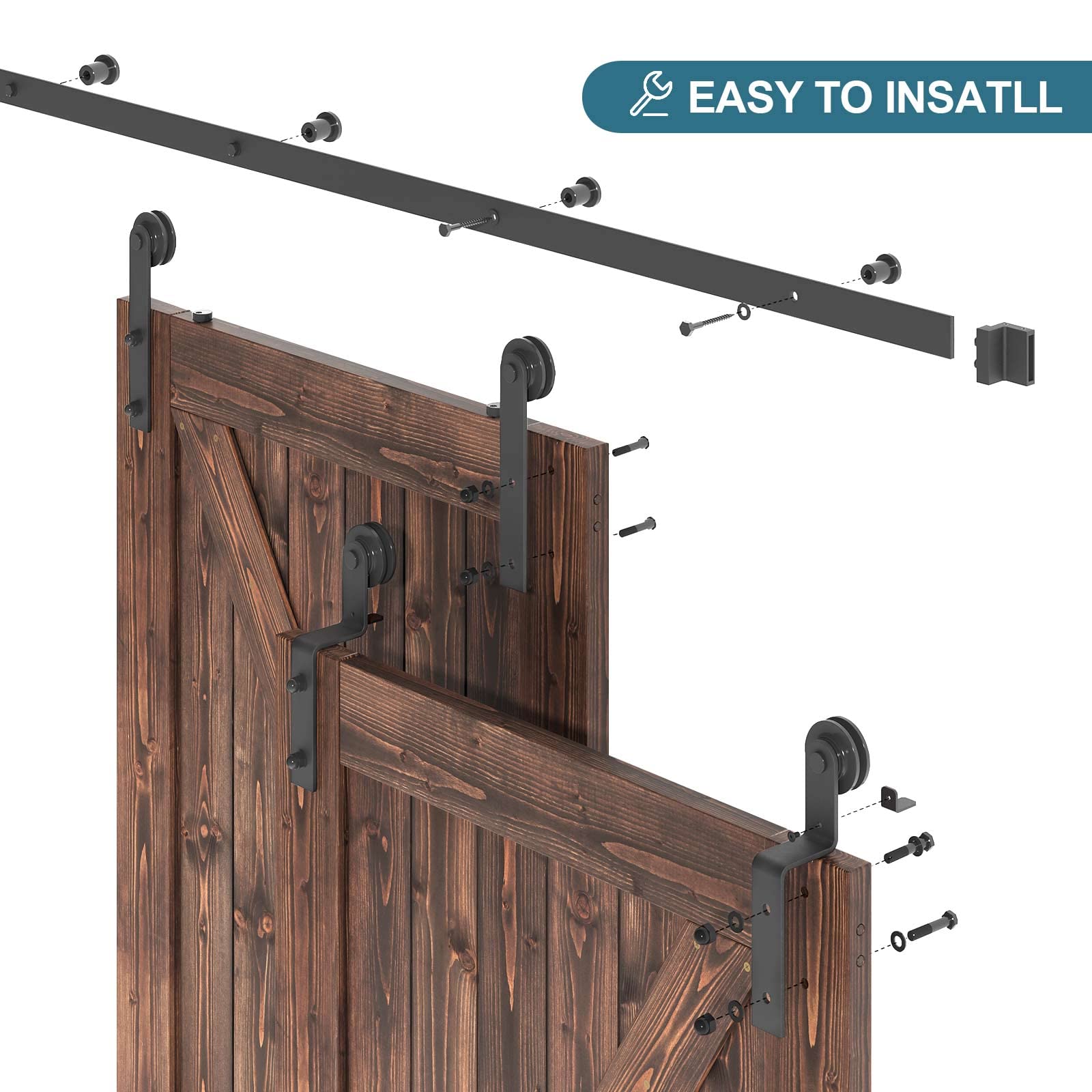 Buy ROYMELO 8 FT Bypass Sliding Barn Door Hardware, Single Track Bypass