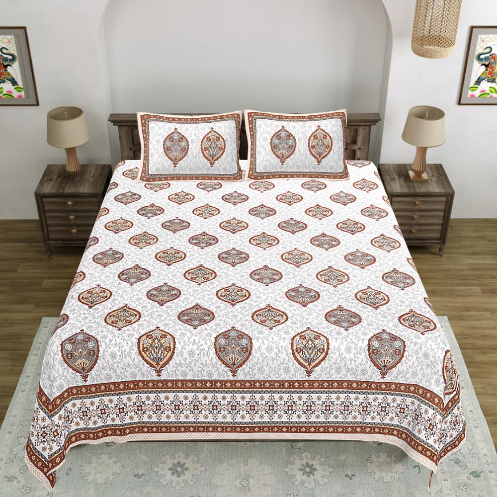 Living Roots Pure Cotton Bedsheets - Grey Paisley -25
