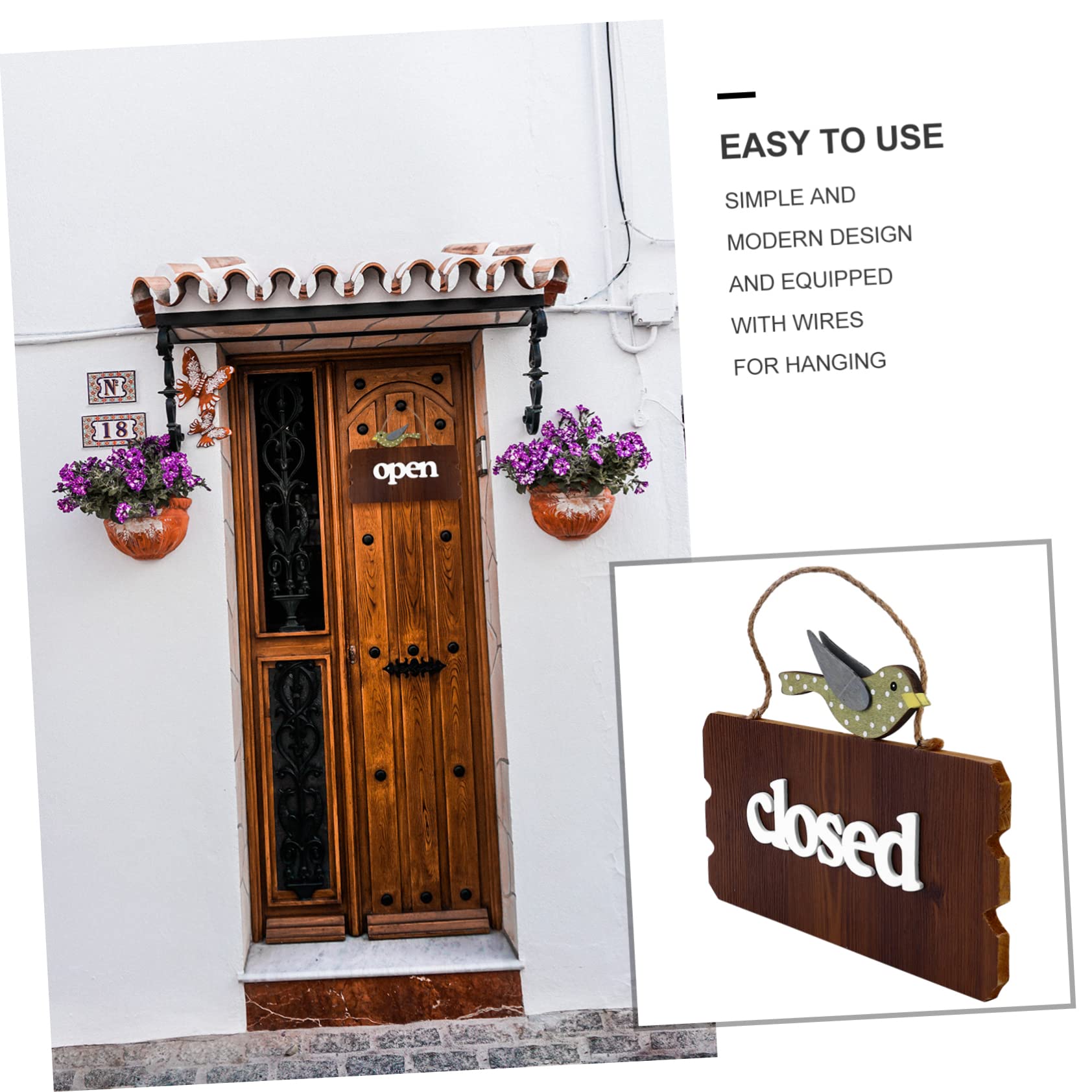 Ciieeo 3piezas Cartel De Bienvenida Doble Cara De Madera Letrero Abierto Cerrado Para Decoración De Puerta Para Hogar y Tienda