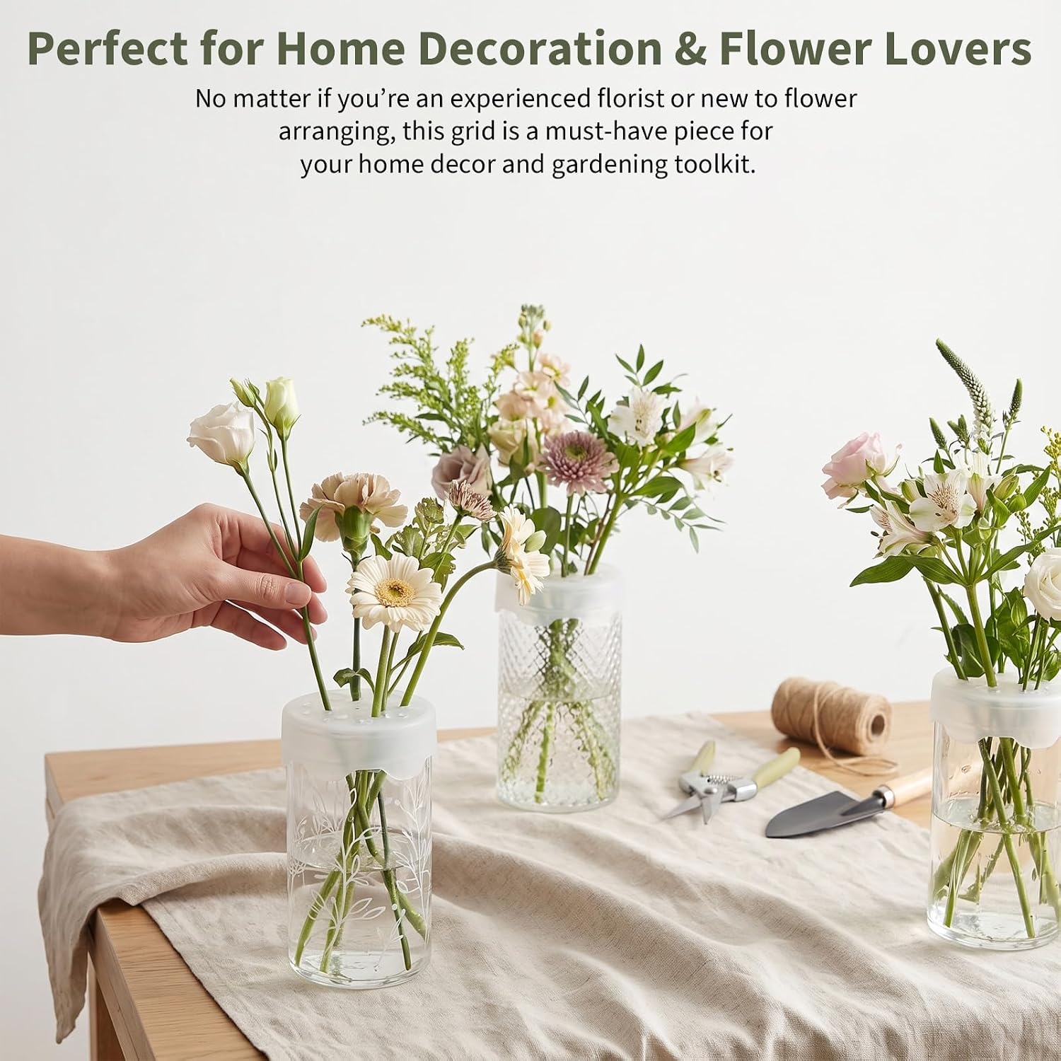 Andibro 3 Pack Silicone Flower Arranging Grid, Flower Holder Arranger