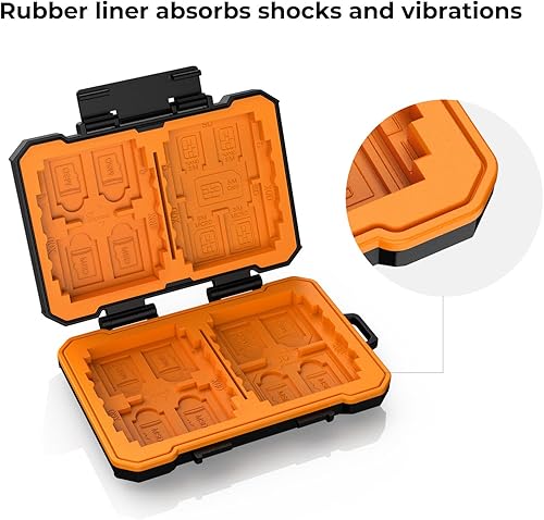 Miniatura 6 de K&F Concept Funda para tarjetas de memoria con 25 ranuras, funda de transporte antigolpes para 4 tarjetas SD, 4 tarjetas CF o 4XQD, 4 tarjetas