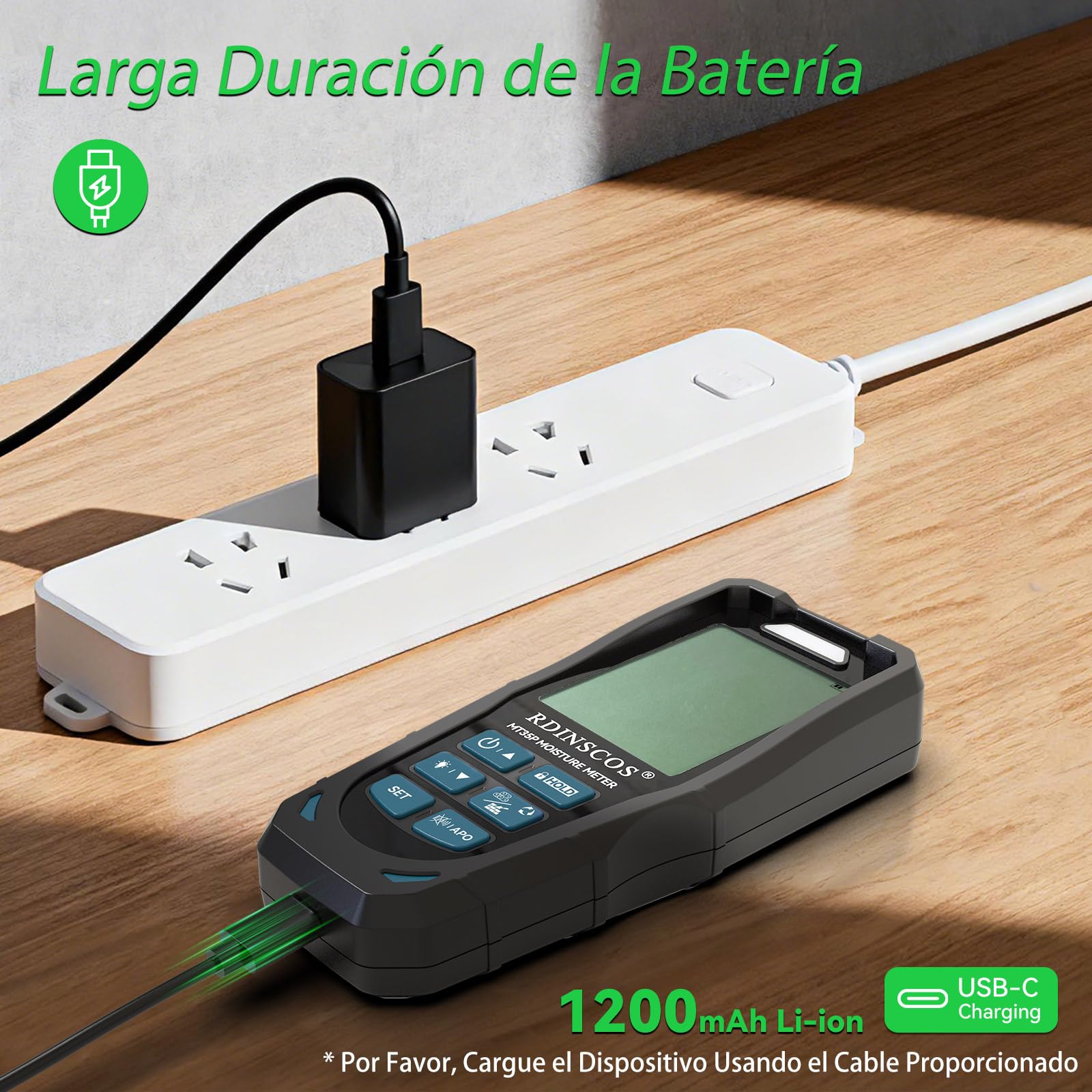 RDINSCOS RDINSOCS Medidor de Humedad sin Aguja & con Aguja para Medir la Humedad de la Madera, las Paredes, el Yeso y el Hormigón,Higrometro con Pantalla LCD