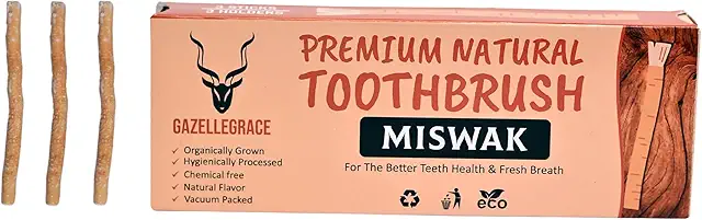 Miswak Dentist Natural Siwak Toothbrush Sticks - Pack of 3 with Holders