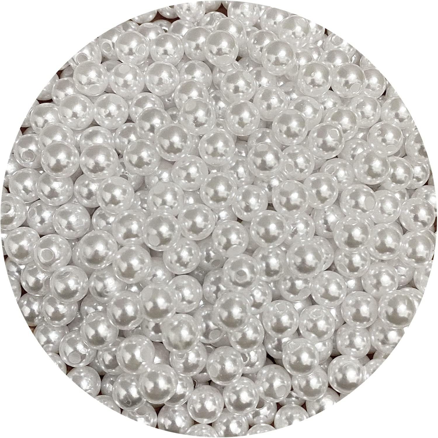 400pcs 8mm Pearl Beads Satin Luste Round Loose Plastic