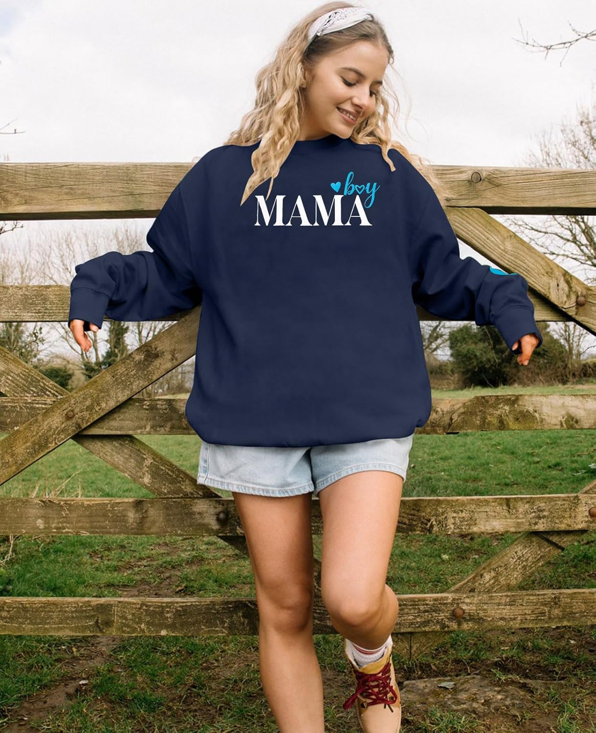 MYHALF Women Mama Oversized Crewneck Sweatshirt: Momma Embroidered Shirt Funny Mom Letter Print Long Sleeve Pullover Tops - Image 7