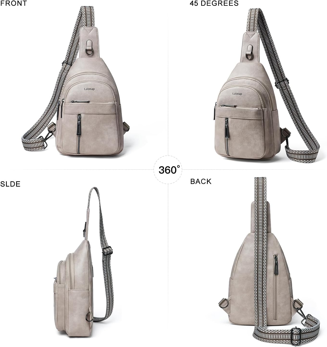 7L Sling Bag For Women Men Backpack Fanny Pack Crossbody Chest Travel Shoulder Belt Bags Purse Handbag PU Leather - Image 8