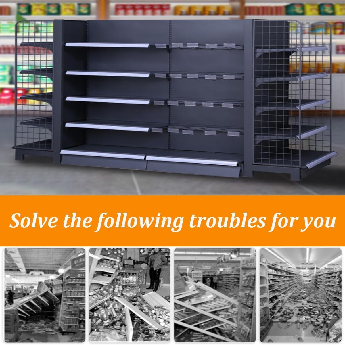 5-Tier Commercial Gondola Shelving - Heavy Duty Display Rack, Store Display Gondola Shelving Tool-Free Assembly Metal Shelves for Supermarket & Retail Store(90 * 165cm/35.4 * 64.9in)
