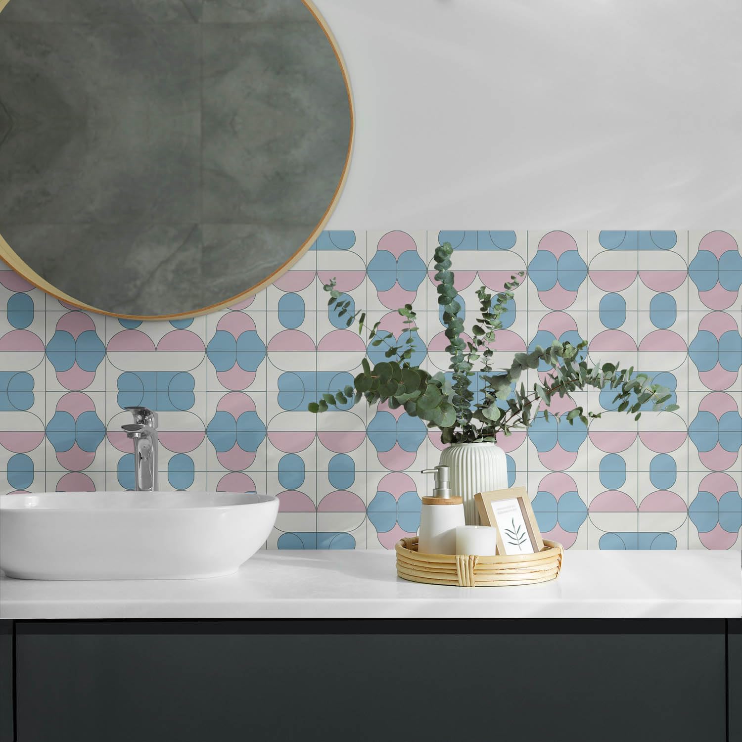 Pannelli Decorativi PVC 100x50 cm Impermeabile Fondo Protettivo Cucina Design Aspetto Moderno Autoadesivo Paraspruzzi Facile da Pulire Durevole - Motivo geometrico astratto