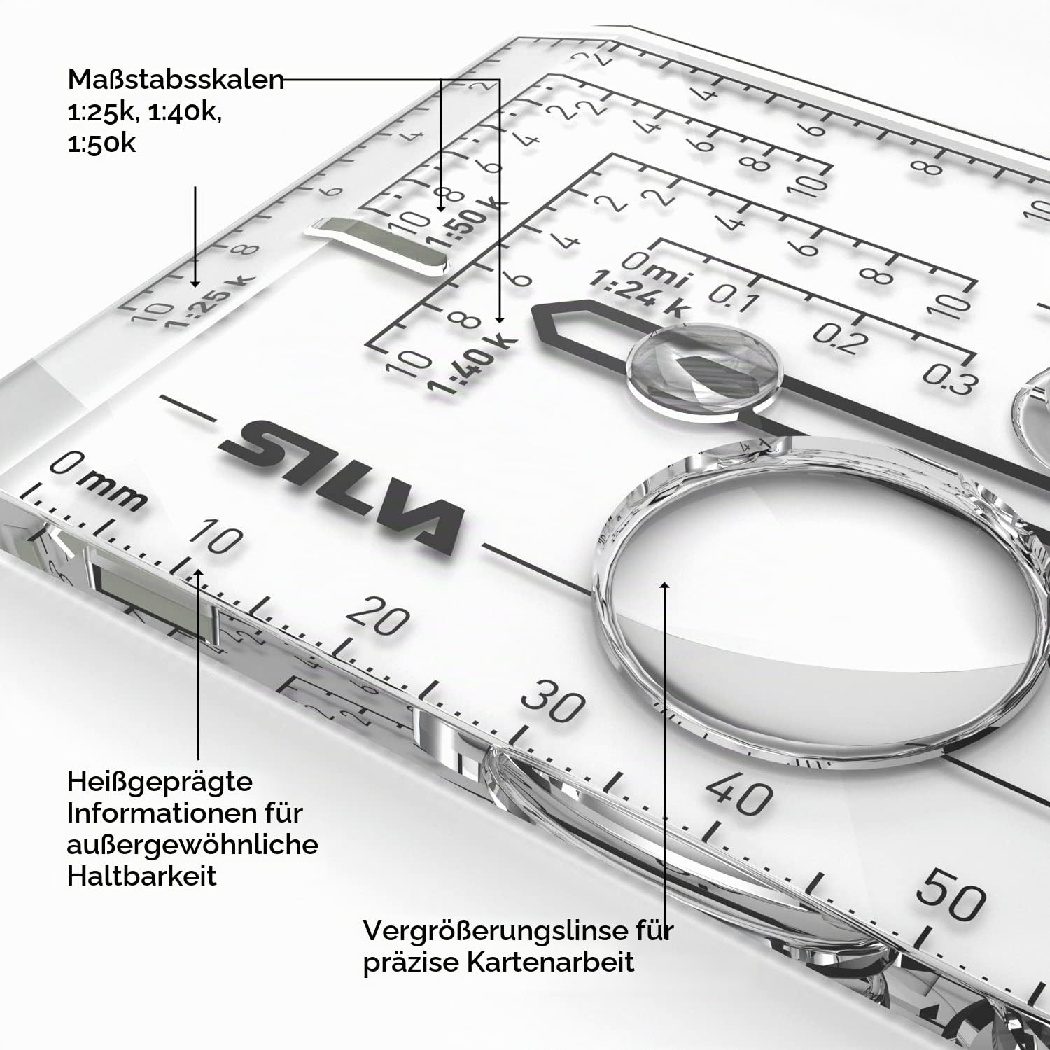 Silva Kompass Outdoor - Expedition - Maßstab 1:25k 1:40k 1:50k - MM & Zoll - Für häufige Kompassanwender, Fortgeschrittene Nutzer und Profis - Kompass Militär - Marschkompass