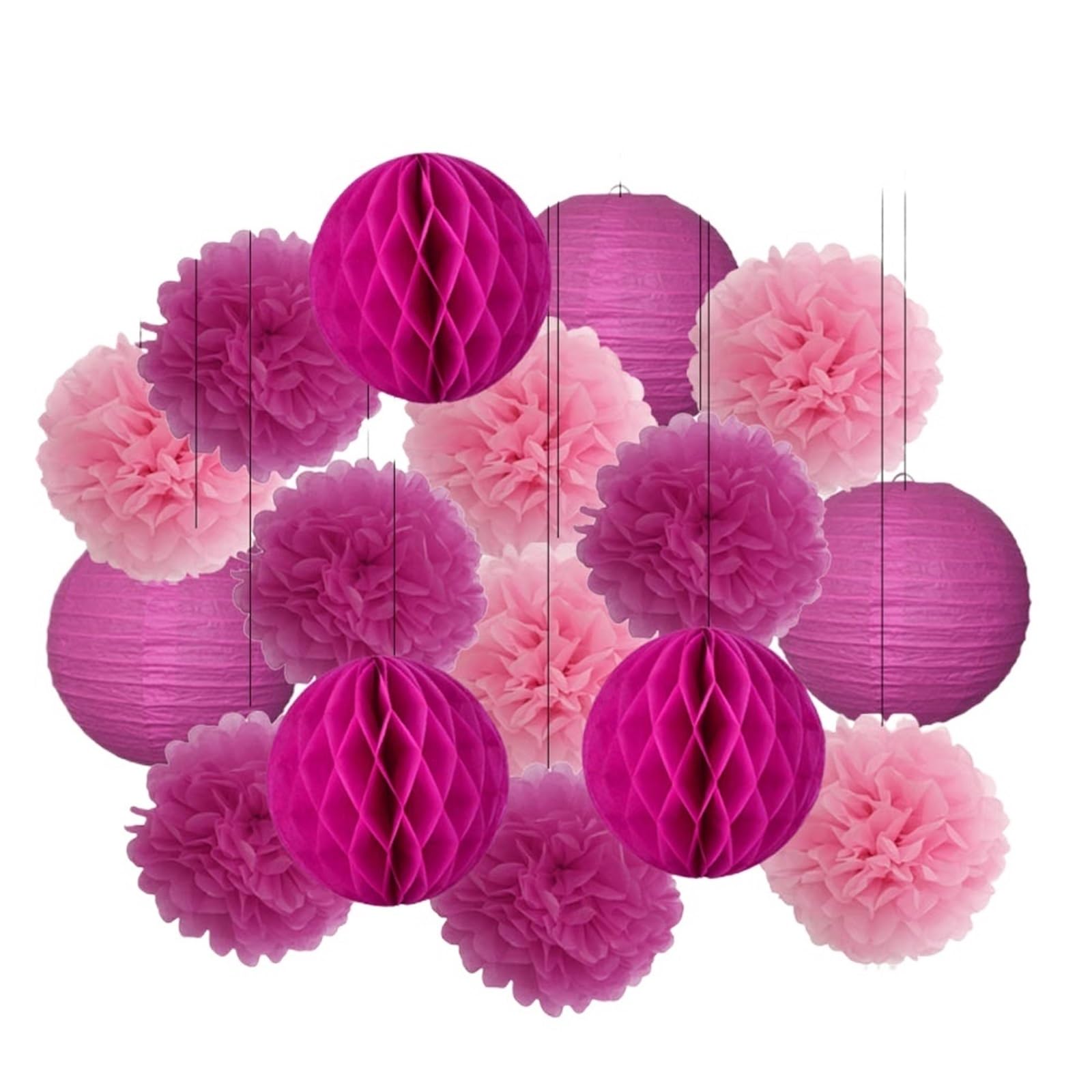Pompones de Pañuelo para Fiestas Conjunto de linternas papel redondas plegables for fiesta cumpleaños niño y niña, for decoración bodas bautizos