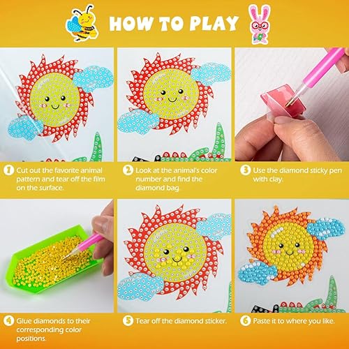 Miniatura 6 de Labeol Kits de arte de diamantes para niños y niñas de 6 a 8 a 10 a 12 años, fáciles de hacer tú mismo, creativas calcomanías de arte de diamantes