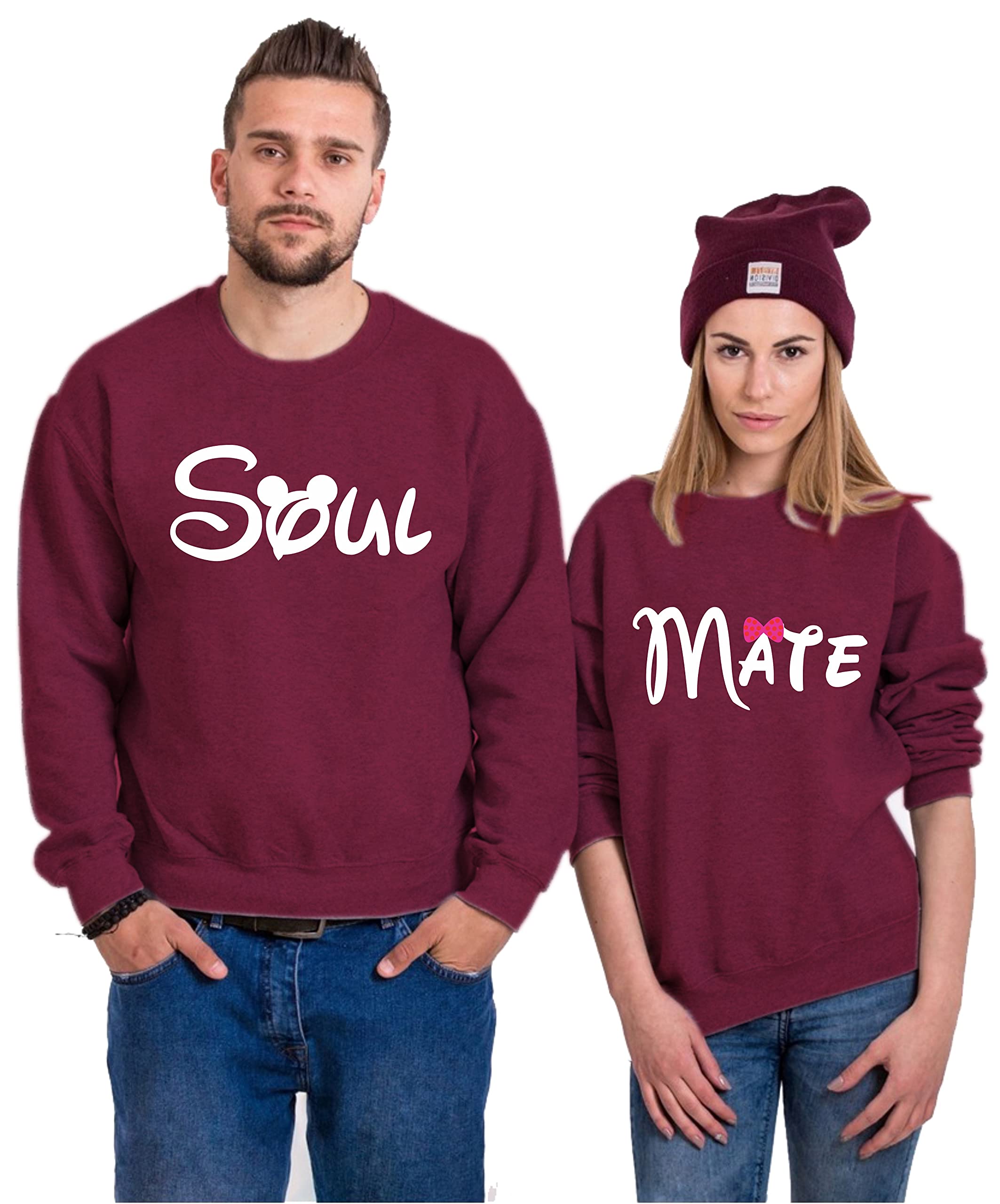 The Tee Shop Couple Sweatshirts Cotton Warm Pullover Printed Soul Mate Sweater - Pack of 2
