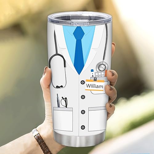 Miniatura 10 de Hyturtle Regalos personalizados para médicos para hombres, vaso de médico de 20 onzas, 30 onzas, acero inoxidable, aislado, taza de viaje, regalo de