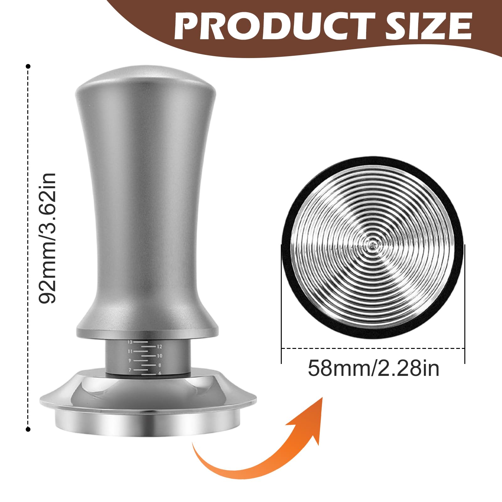 TWSOUL Tampone per caffè 58mm/51mm, regolazione della pressione 30lbs, Tampone con base ondulata, Tampone a molla in acciaio inossidabile 304 per macchine con filtro, accessori per Barista per gli