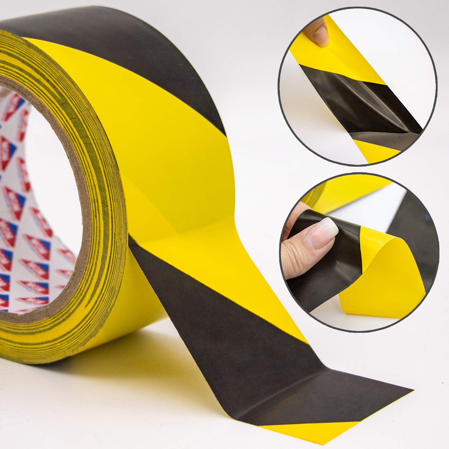Hermax 12 Warnband Rollen - 50mm x 33m PVC Klebeband Schwarz-Gelb - Absperrband Sicherheitsmarkierung