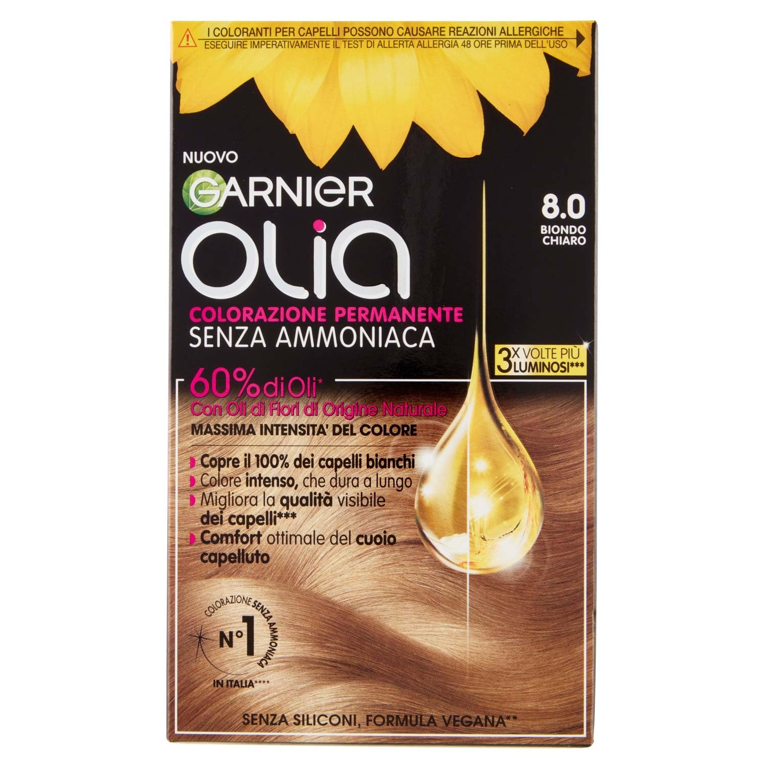 Garnier Olia 8.0 Light Blonde Hair Color, 1 Count