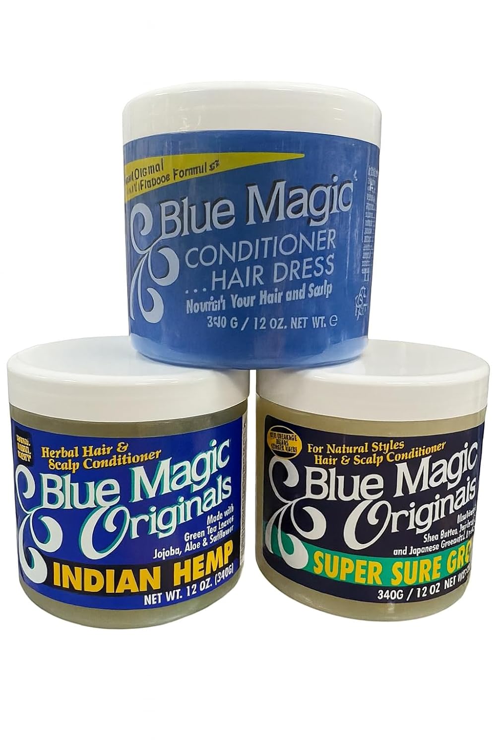Blue Magic Super gro, Indian Hemp & The Original, 12-Ounce Jars Pack of 3 Best-Sellers