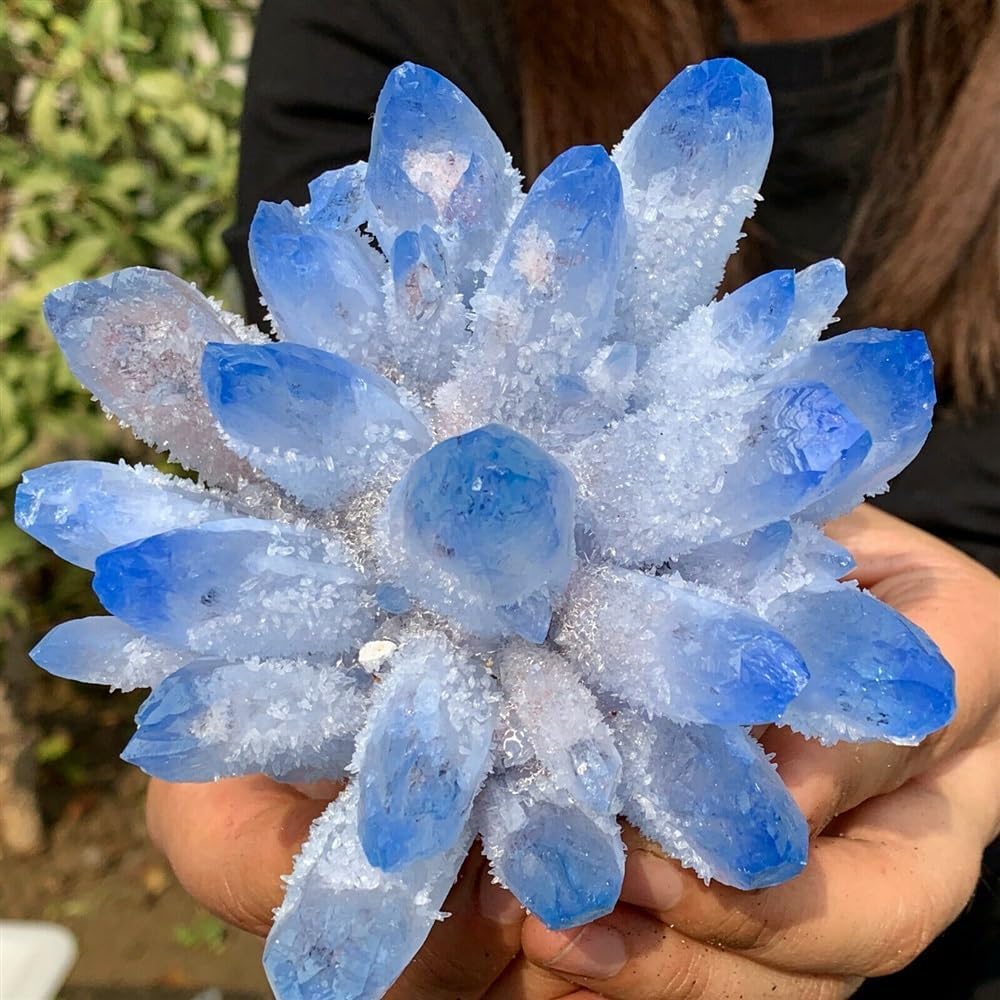 KatLin Crystal Sample of Sky-Blue Phantom Quartz Crystal Ornaments (Size : 300-400g)