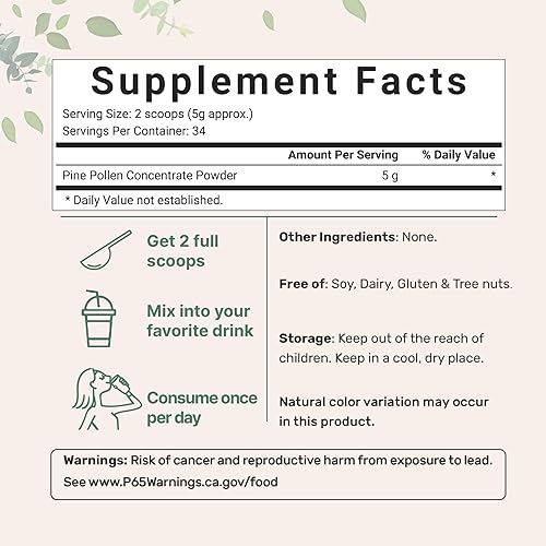 Miniatura 2 de Micro Ingredients Polvo de polen de pino puro, 6 onzas, cosecha silvestre una pared celular rota, apoya la salud del sistema inmunológico, aumenta