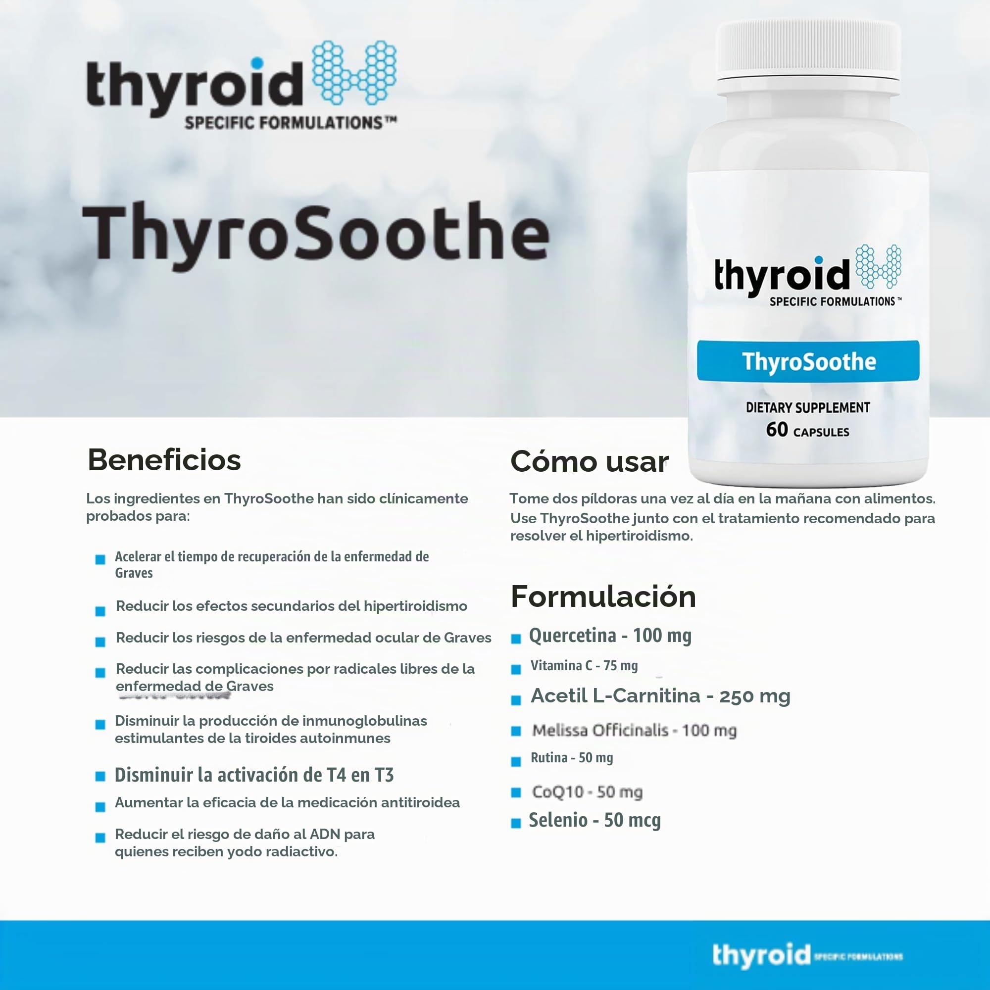 ThyroSoothe - Suplemento de apoyo para la tiroides formulado por el Dr. - Fórmula natural para el hipertiroidismo y la condición de las tumbas