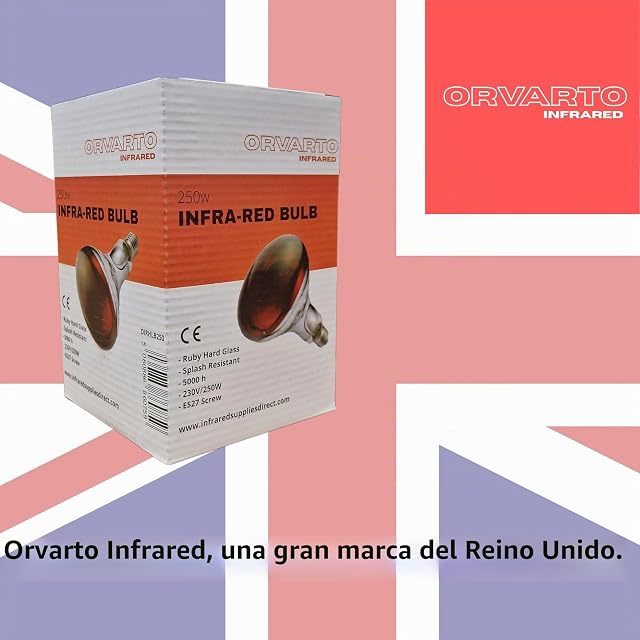 Foto 3 de 5 de Orvarto Bombilla de calor infrarroja, rubí 150 W, para lámparas de calor infrarrojas, para aves de corral