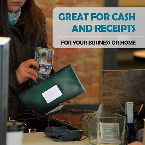 Miniatura 6 de NICKANG Paquete de 3 bolsas de dinero rosa con cremallera para dinero en efectivo, 11.25 x 6.25 pulgadas, bolsas de depósito bancario con