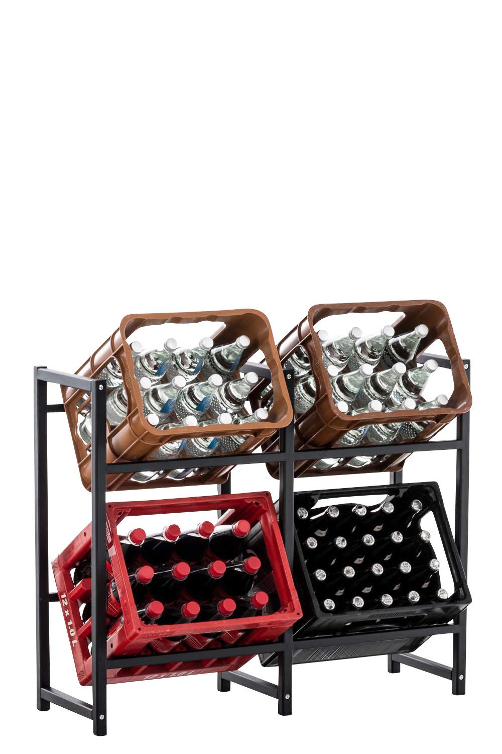 CLP Étagère A Bouteilles Lennert I Étagère Solide Caisses De Rangement pour Bouteilles I Étagère Casier A Bouteilles Robuste, Couleur:Noir, Taille:L