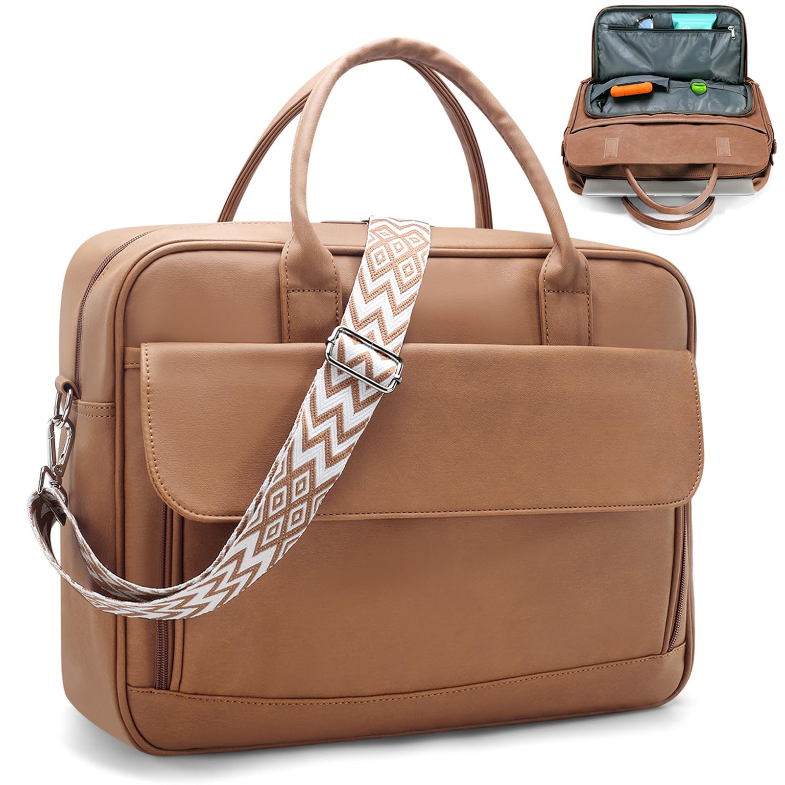 Teacher Tote Bag for Women 17inch PU Leather Laptop Briefcase Nurse Bags Professional Work Bags For Nursing, School, College