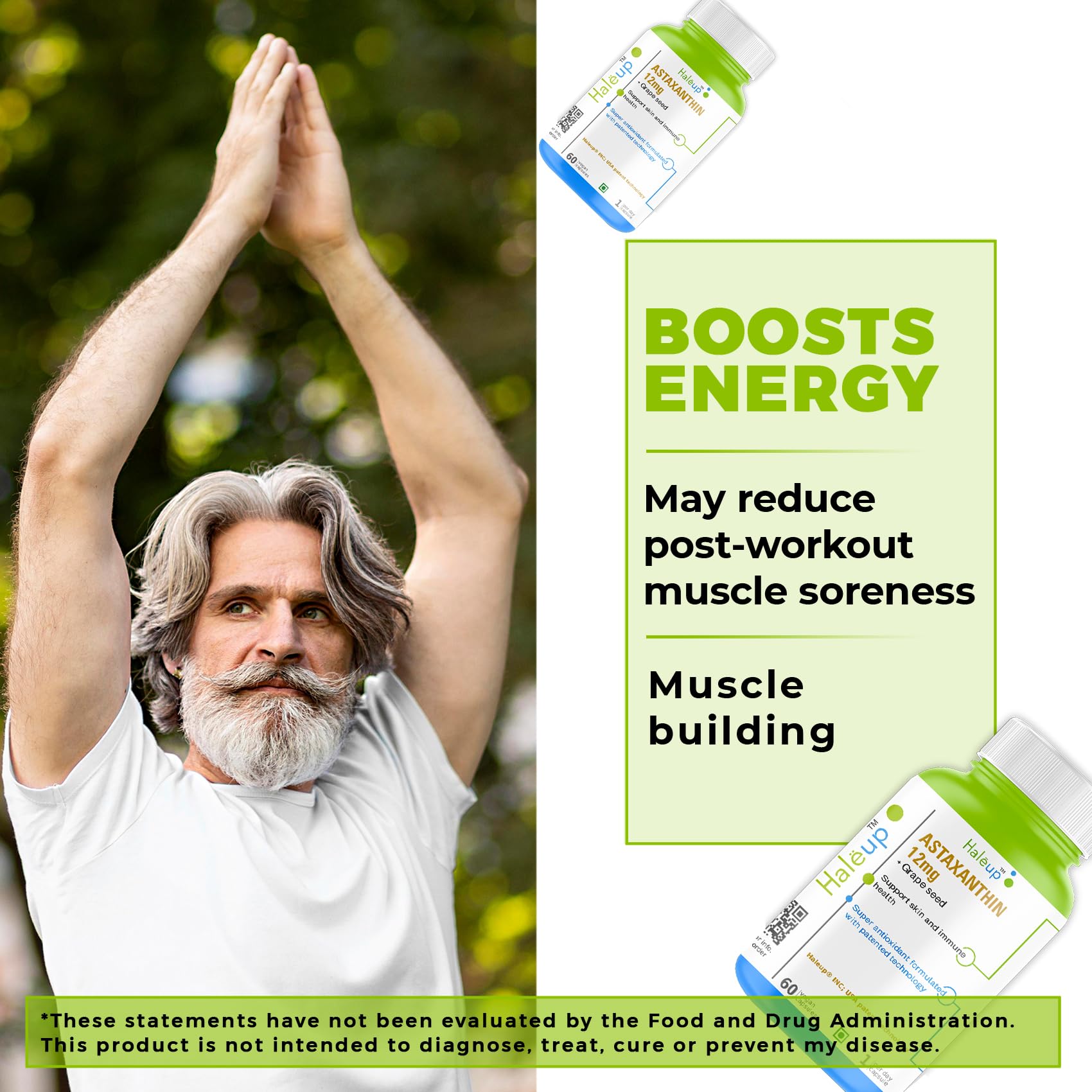 Haleup Plant Based Astaxanthin 12 mg with Grape Seed Supplement I 60 Veg Capsules I Supports Eye, Joint & Skin Health I Boosts Immune System 2
