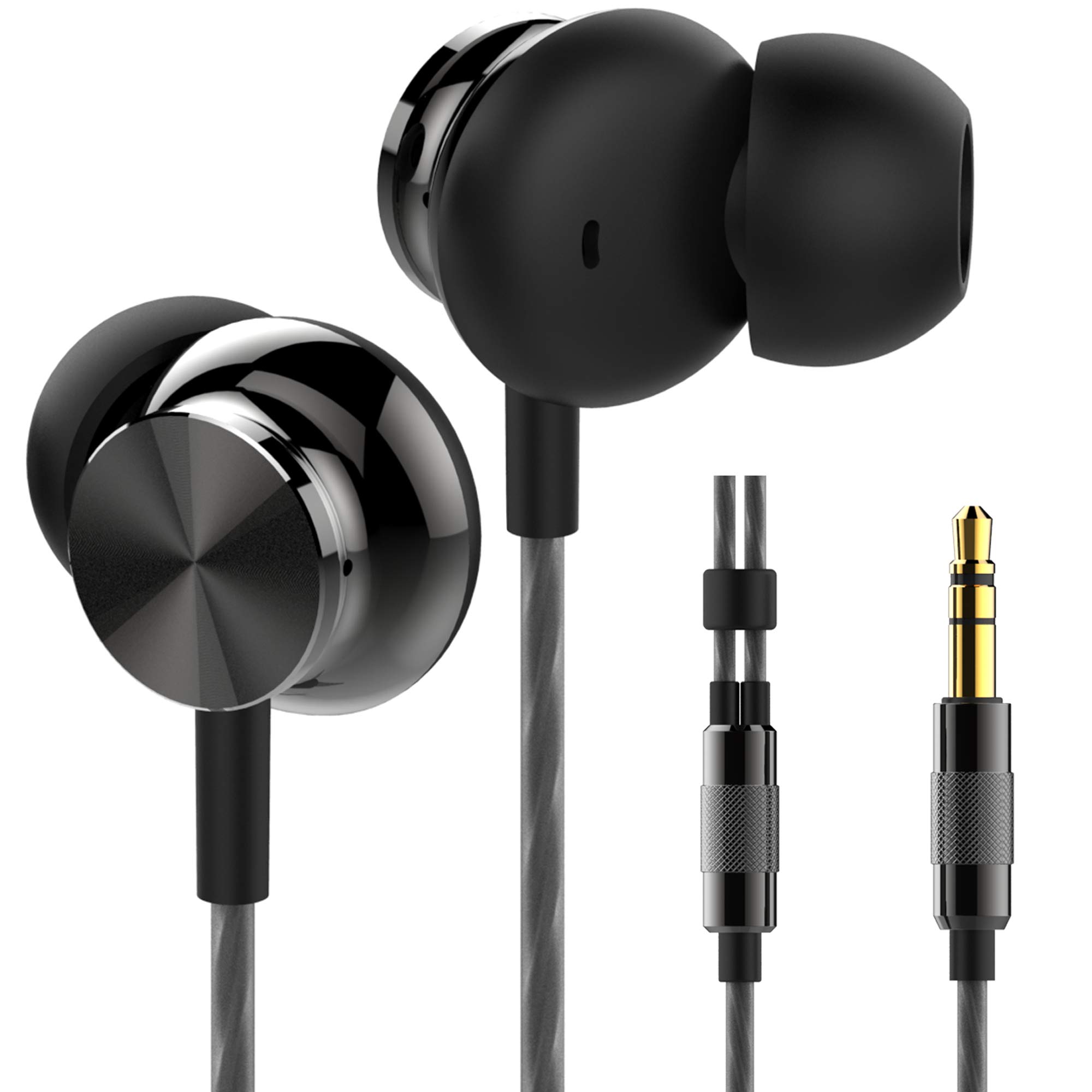 Betron BS10 Earbuds, in Ear Wired Earbud Headphones, Tangle-Free Cable, 3.5mm Jack, 12mm Earphone Audio Drivers, Black