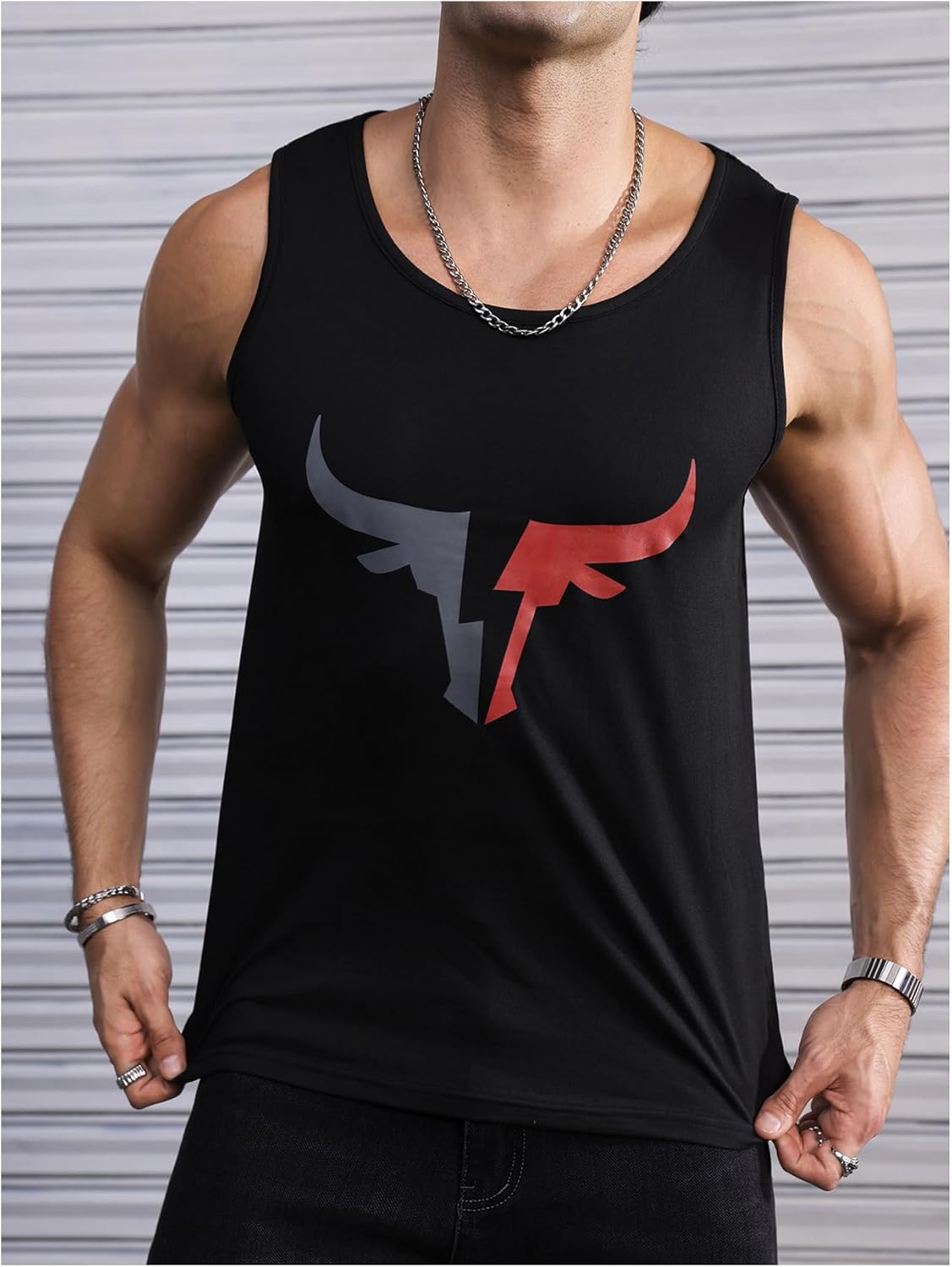 Men's Graphic Workout Tank Tops Crew Neck Sleeveless Muscle Gym Shirts - Image 4