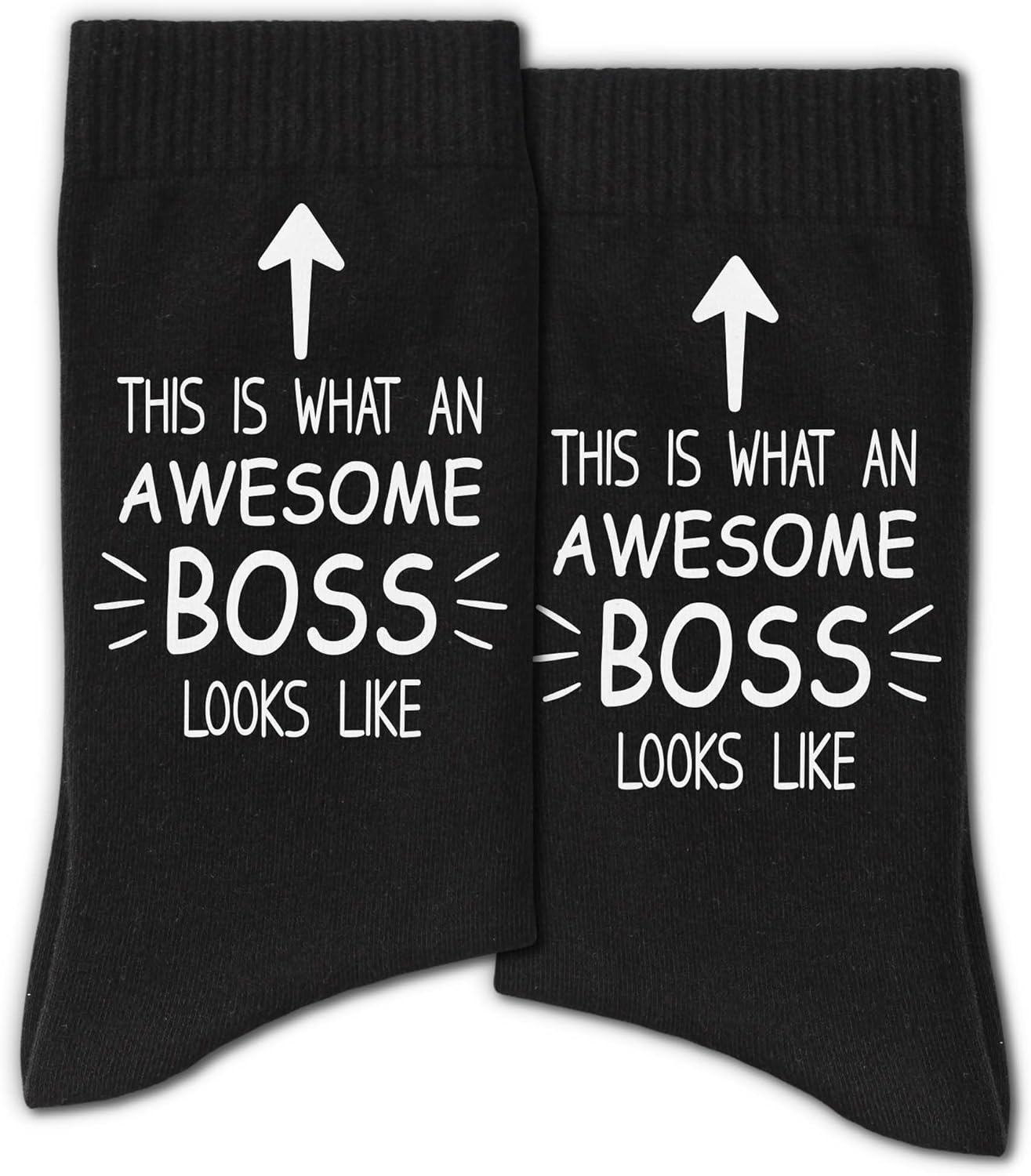 Funny Boss Socks – THIS IS WHAT AN AWESOME BOS LOOKS LIKE Sign, Novelty Crew Gift for Men or Women, Unique Boss’s Day Present, Appreciation Gift Idea for Male or Female Bosss(169)