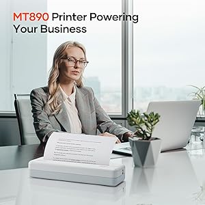 iDPRT MT890 Series Portable Thermal Printer, Suitable for Paper Rolls (White)