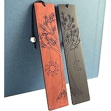 2 Pcs Bookmark,Cute Wooden Book Markers for Men Women, Unique Book Mark (Sun and Moon)