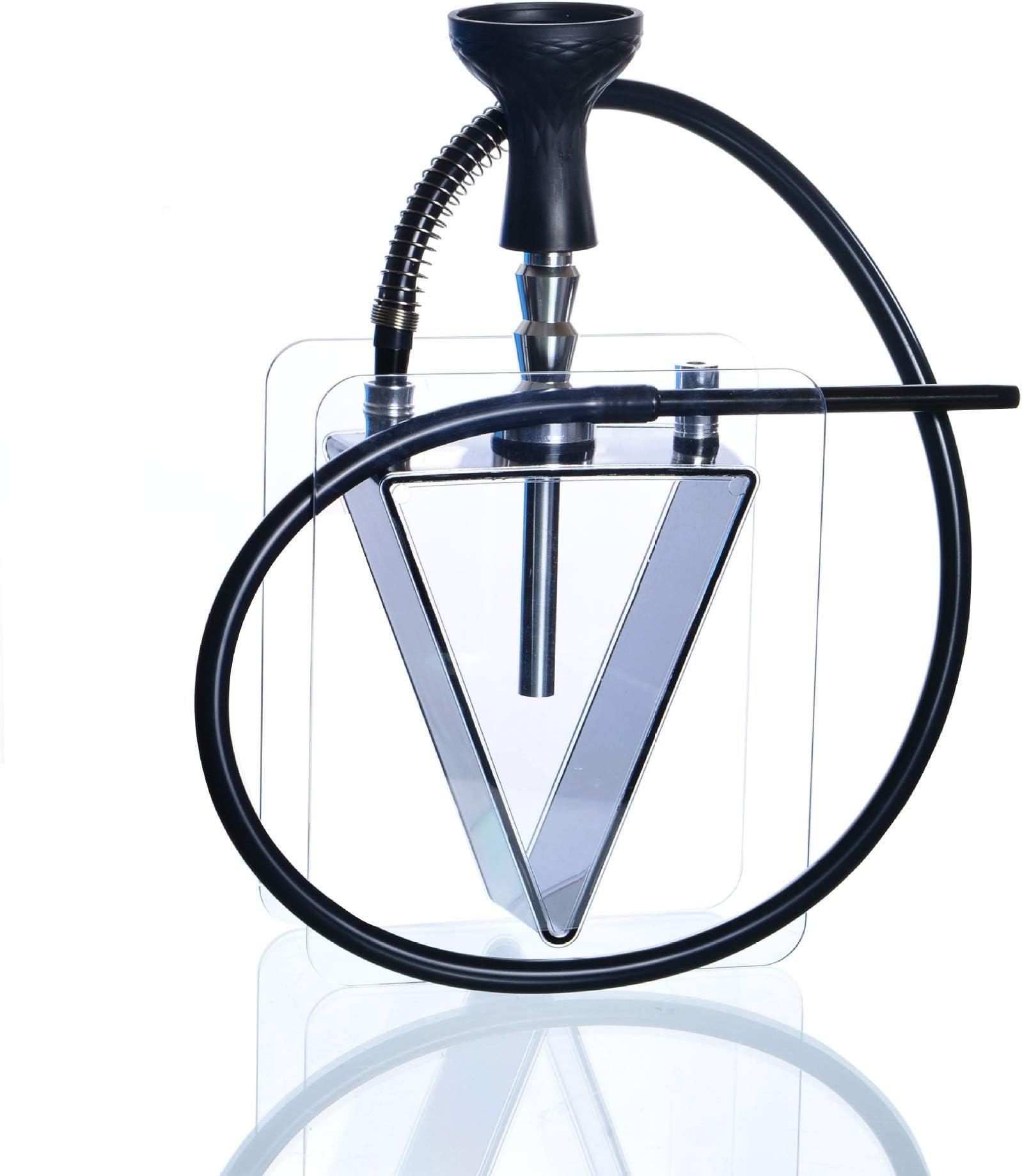 Shisha Hookah One Hose Big Smoke Clear Acrylic Black Triangle Pot
