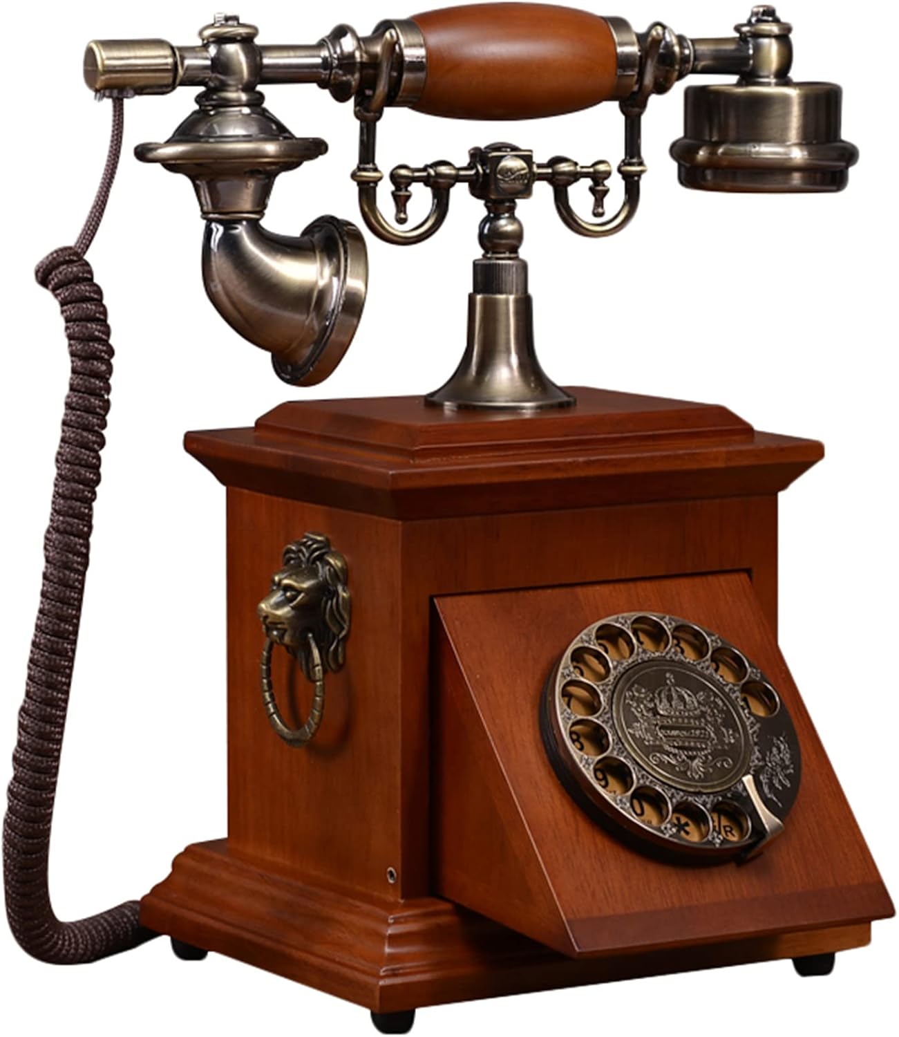 1Pack Old Fashioned Vintage Rotary Dial Landline Telephone Corded Antique Telephone Home Living Room Retro Decorative Phone,B