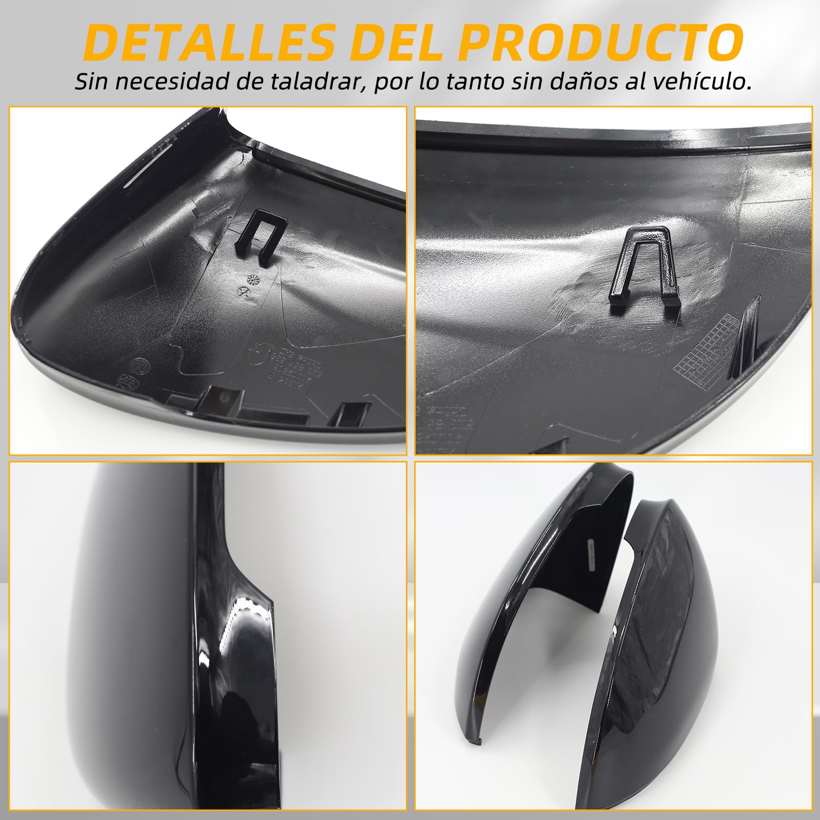 Cubierta de espejo de repuesto para Volkswagen Golf 8 MK8 (2019-2021), color negro brillante