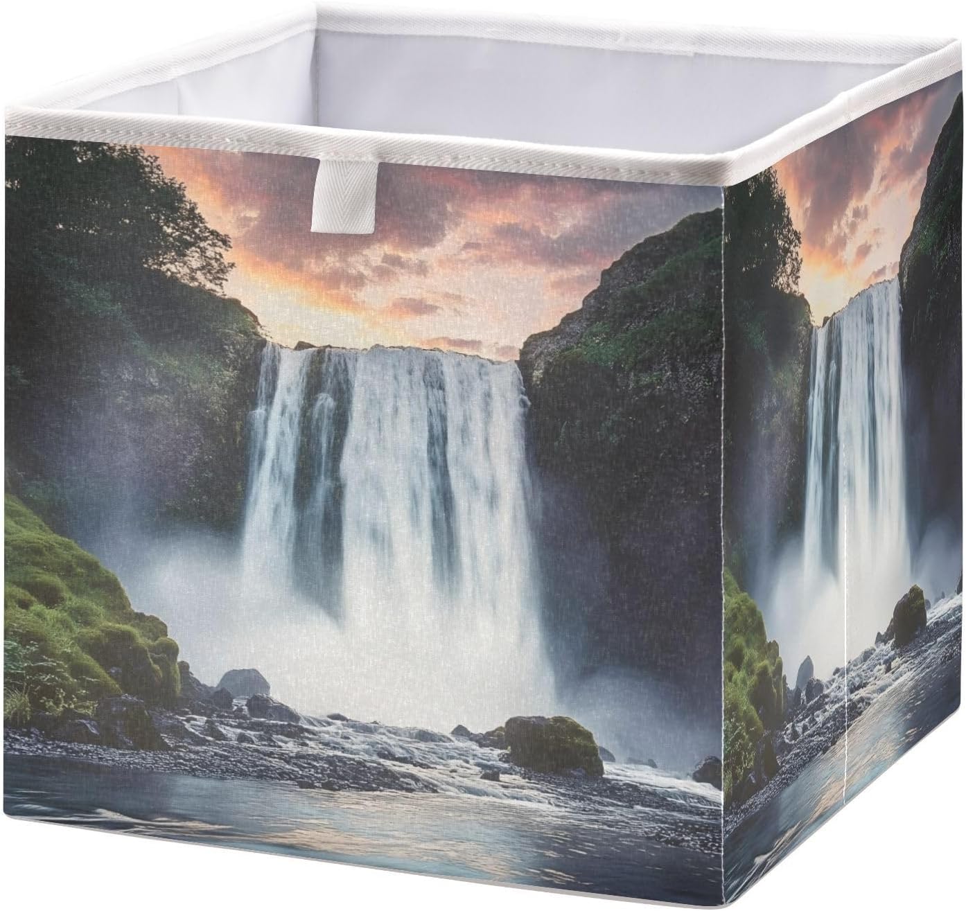 Waterfall Landscape Storage Bins Rectangular Foldable Storage Baskets Bin Waterproof Home Organizer with Handles Basket for Blanket Clothes